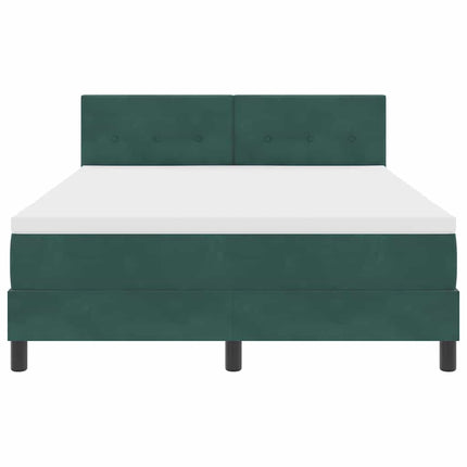 Box spring seng med hovedgærde Mørkegrøn 160 x 200 cm Fløjl
