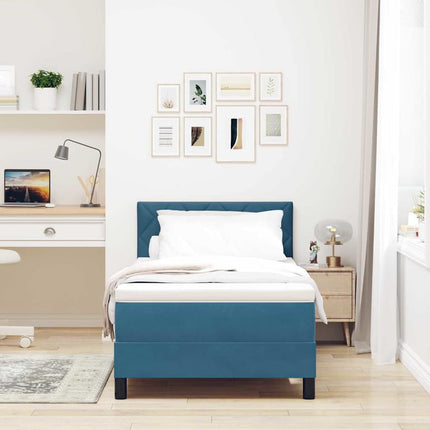 Box spring seng med hovedgærde Mørk blå 90 x 190 cm Fløjl
