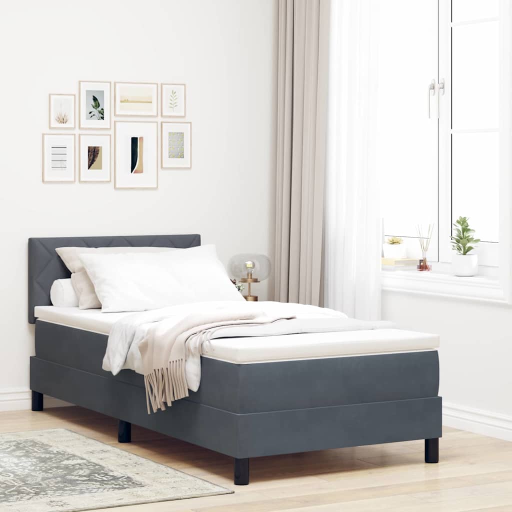 Box spring seng med hovedgrde Mrkegr 100 x 200 cm Fljl