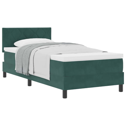 Box spring seng med hovedgærde Mørkegrøn 100 x 200 cm Fløjl
