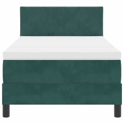 Box spring seng med hovedgærde Mørkegrøn 100 x 200 cm Fløjl