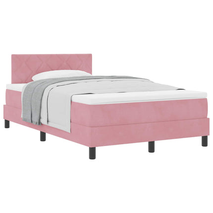 Box spring seng med hovedgærde Lyserød 120 x 190 cm Fløjl