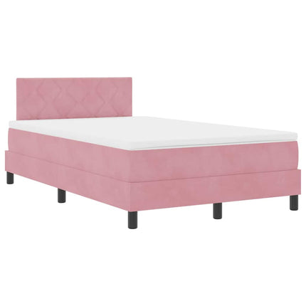 Box spring seng med hovedgærde Lyserød 120 x 190 cm Fløjl
