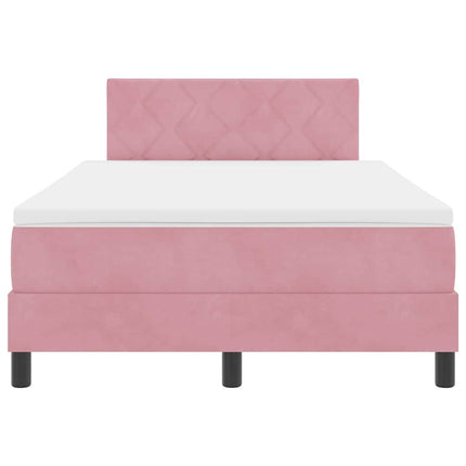 Box spring seng med hovedgærde Lyserød 120 x 190 cm Fløjl