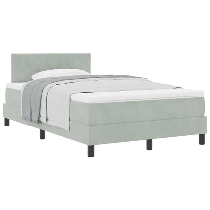 Box spring seng med hovedgærde Lysegrå 120 x 200 cm Fløjl