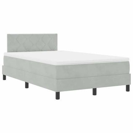 Box spring seng med hovedgærde Lysegrå 120 x 200 cm Fløjl