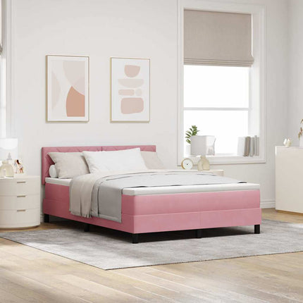 Box spring seng med hovedgærde Lyserød 140 x 200 cm Fløjl