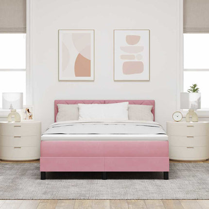 Box spring seng med hovedgærde Lyserød 140 x 200 cm Fløjl