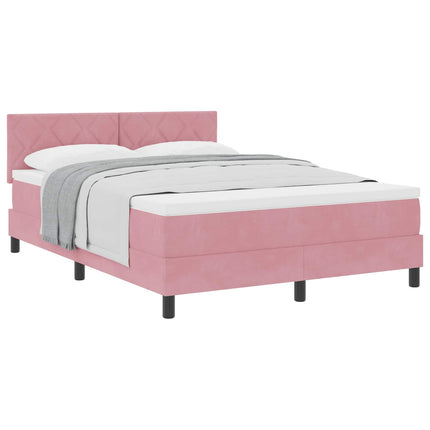 Box spring seng med hovedgærde Lyserød 140 x 200 cm Fløjl