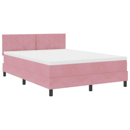 Box spring seng med hovedgærde Lyserød 140 x 200 cm Fløjl