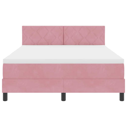 Box spring seng med hovedgærde Lyserød 140 x 200 cm Fløjl
