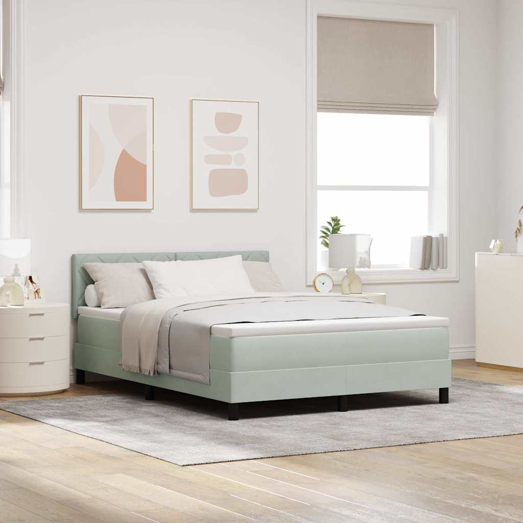 vidaXL Box spring seng med hovedgærde Lysegrå 160 x 200 cm Fløjl