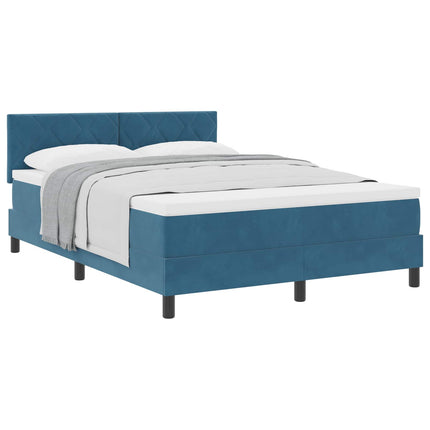Box spring seng med hovedgærde Mørk blå 160 x 200 cm Fløjl