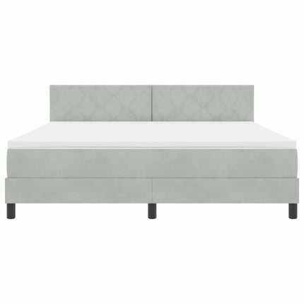 Box spring seng med hovedgærde Lysegrå 180 x 200 cm Fløjl