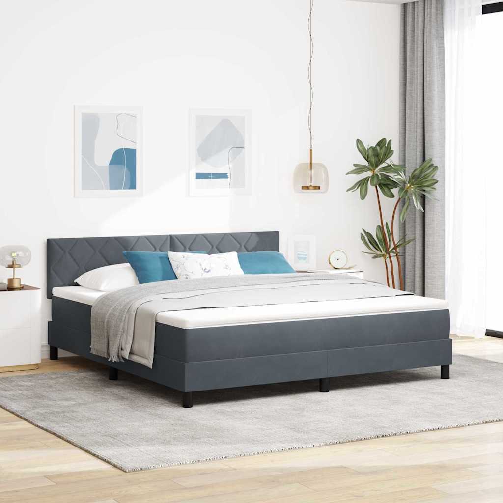 Box spring seng med hovedgærde Mørkegrå 180 x 200 cm Fløjl