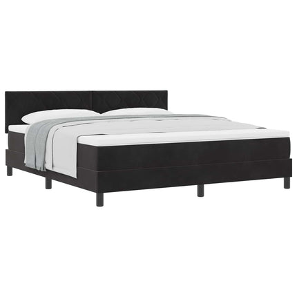 Box spring seng med hovedgærde Sort 180 x 200 cm Fløjl