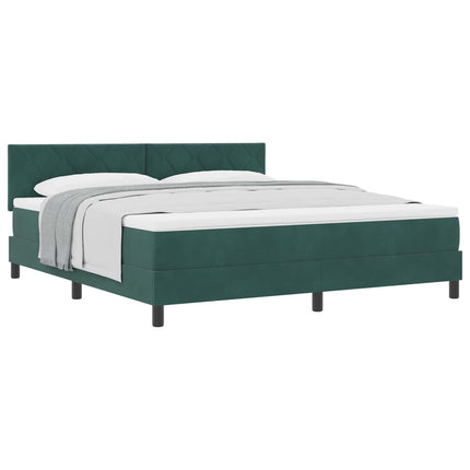 Box spring seng med hovedgærde Mørkegrøn 180 x 200 cm Fløjl