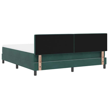 Box spring seng med hovedgærde Mørkegrøn 180 x 200 cm Fløjl