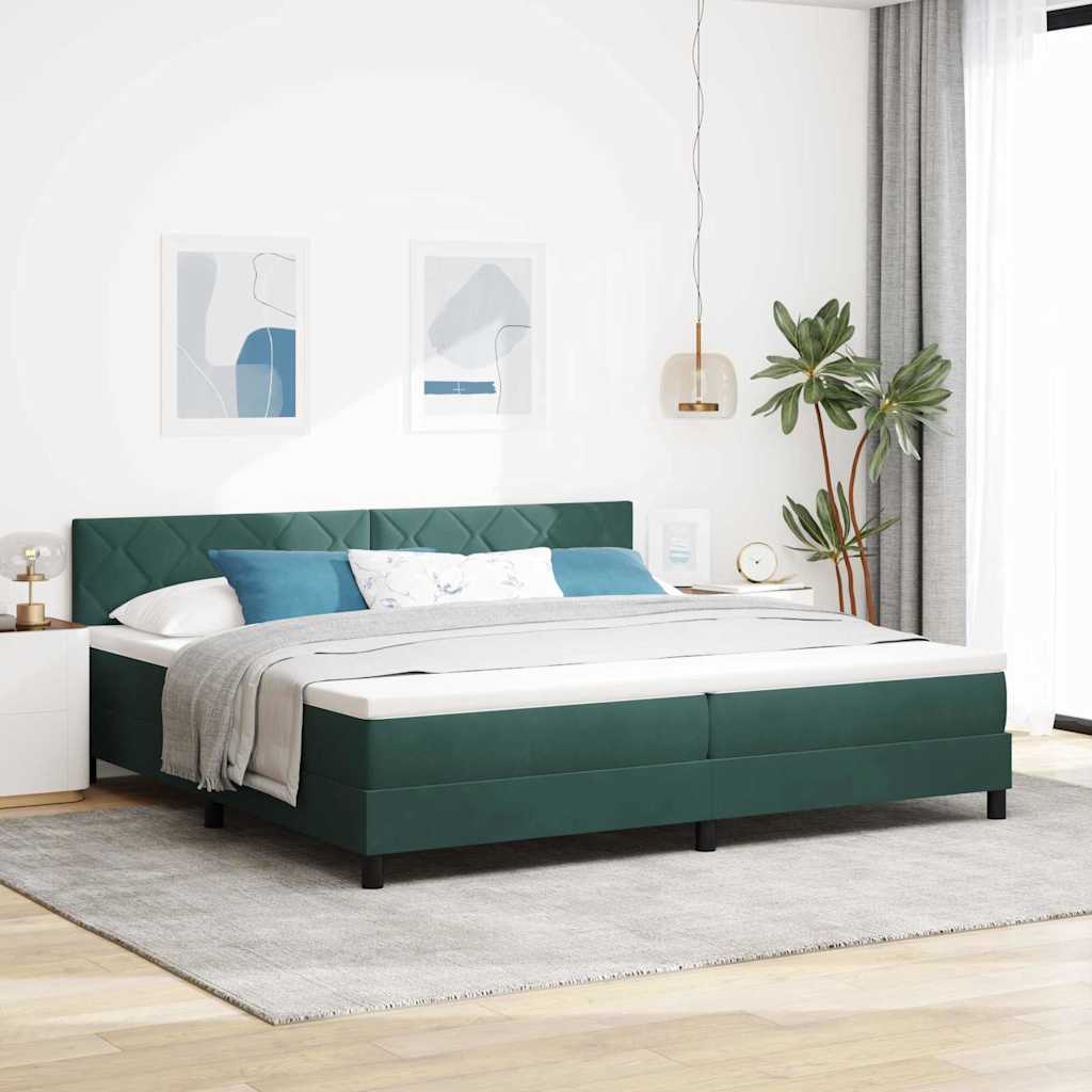 Box spring seng med hovedgrde Mrkegrn 200 x 200 cm Fljl