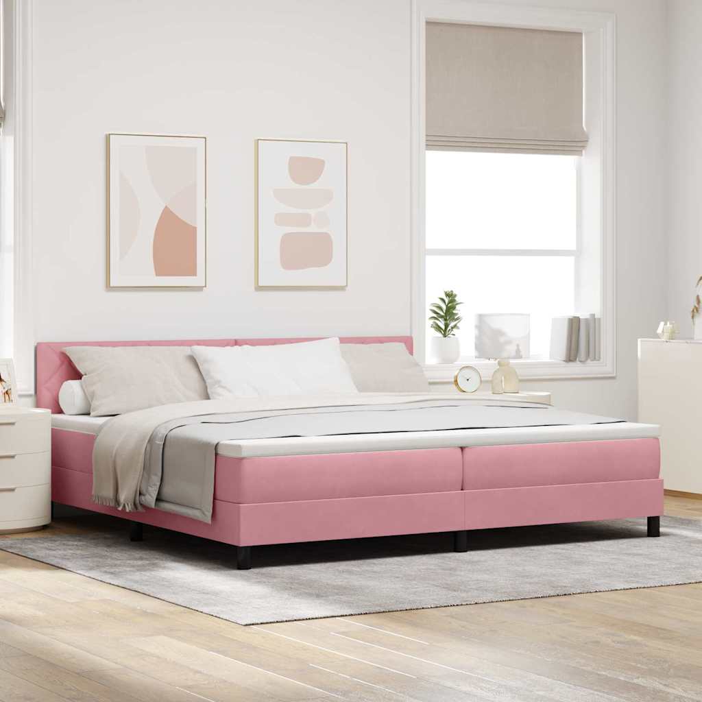 Box spring seng med hovedgrde Lyserd 200 x 200 cm Fljl
