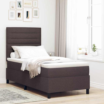 Box spring seng med madras Mørk Brun 80 x 200 cm Stof