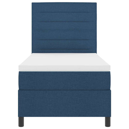 Box spring seng med madras med hovedgærde Blå 80 x 200 cm Stof