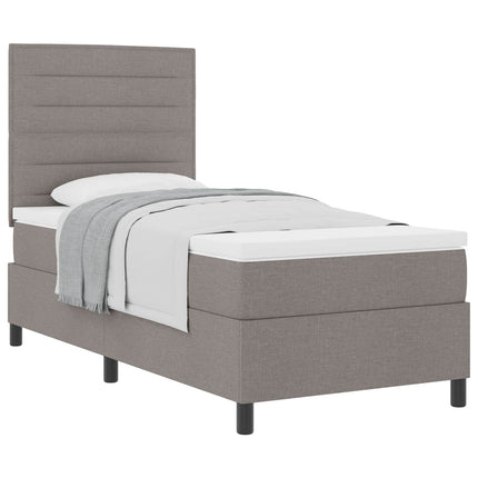 Box spring seng med hovedgærde Gråbrun 90 x 190 cm Stof