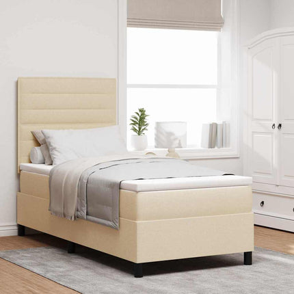 Box spring seng med madras Creme 90 x 190 cm Stof