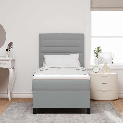 Box spring seng med madras Lysegrå 90 x 200 cm Stof