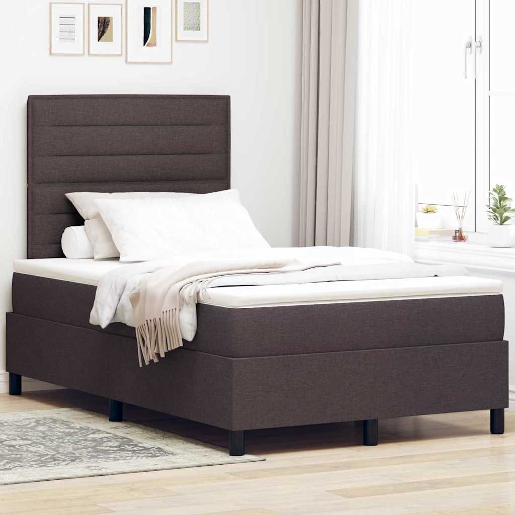Box spring seng med madras Mrk Brun 120 x 200 cm Stof