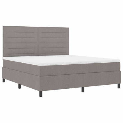 Box spring seng med hovedgærde Gråbrun 180 x 200 cm Stof