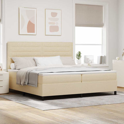 Box spring seng med madras Creme 200 x 200 cm Stof