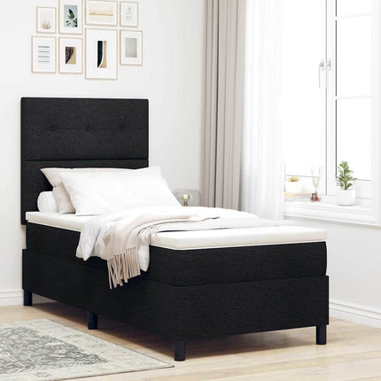 Box spring seng med hovedgærde Sort 80 x 200 cm Stof