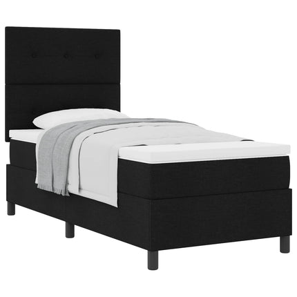 Box spring seng med hovedgærde Sort 80 x 200 cm Stof