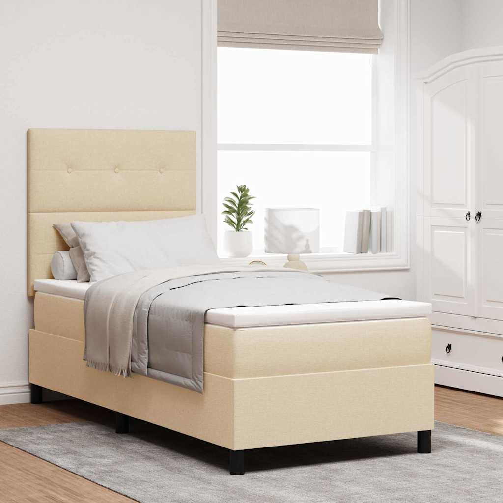 Box spring seng med hovedgrde Creme 80 x 200 cm Stof