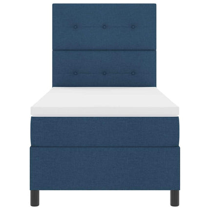 Box spring seng med hovedgærde Blå 90 x 190 cm Stof