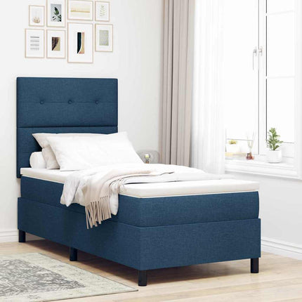Box spring seng med hovedgærde Blå 90 x 200 cm Stof