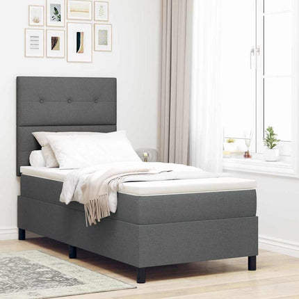 Box spring seng med hovedgærde Mørkegrå 100 x 200 cm Stof
