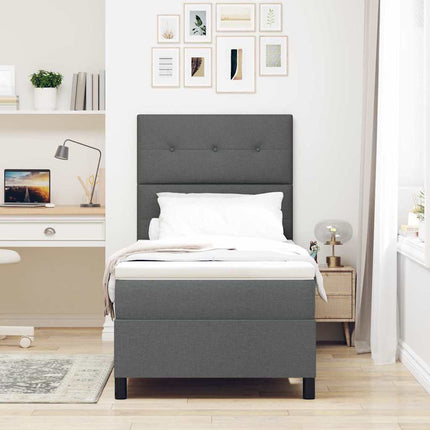 Box spring seng med hovedgærde Mørkegrå 100 x 200 cm Stof