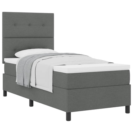 Box spring seng med hovedgærde Mørkegrå 100 x 200 cm Stof