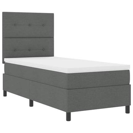 Box spring seng med hovedgærde Mørkegrå 100 x 200 cm Stof