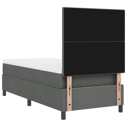 Box spring seng med hovedgærde Mørkegrå 100 x 200 cm Stof