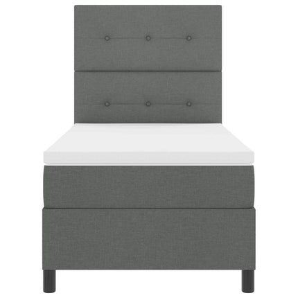 Box spring seng med hovedgærde Mørkegrå 100 x 200 cm Stof