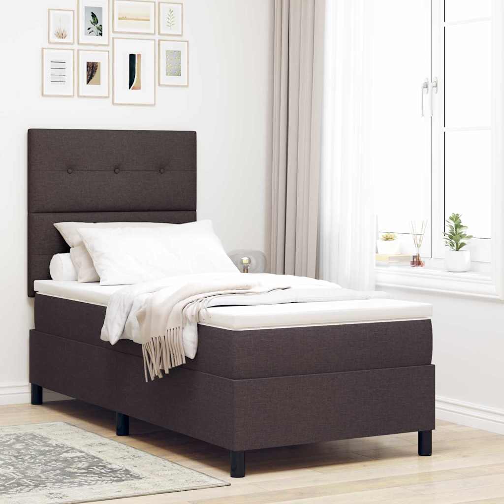 Box spring seng med hovedgrde Mrk Brun 100 x 200 cm Stof