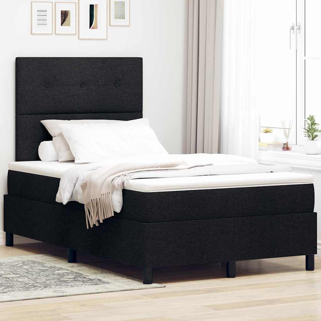 Box spring seng med hovedgrde Sort 120 x 190 cm Stof