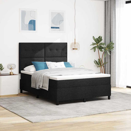Box spring seng med hovedgærde Sort 140 x 190 cm Stof