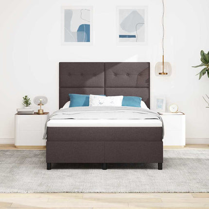 Box spring seng med hovedgærde Mørk Brun 140 x 200 cm Stof