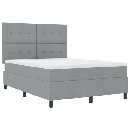 Box spring seng med hovedgærde Lysegrå 160 x 200 cm Stof