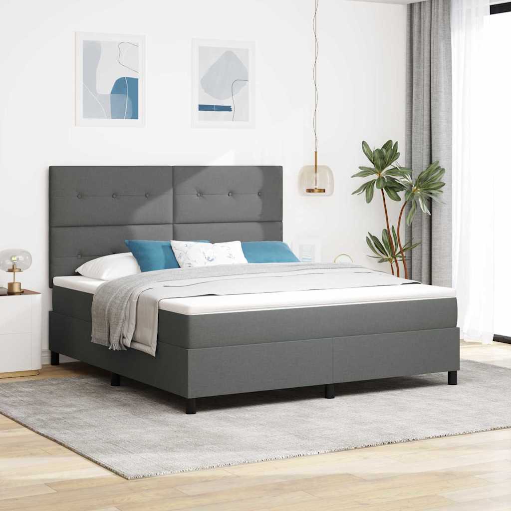 Box spring seng med hovedgrde Mrkegr 180 x 200 cm Stof