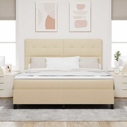 Box spring seng med hovedgærde Creme 180 x 200 cm Stof